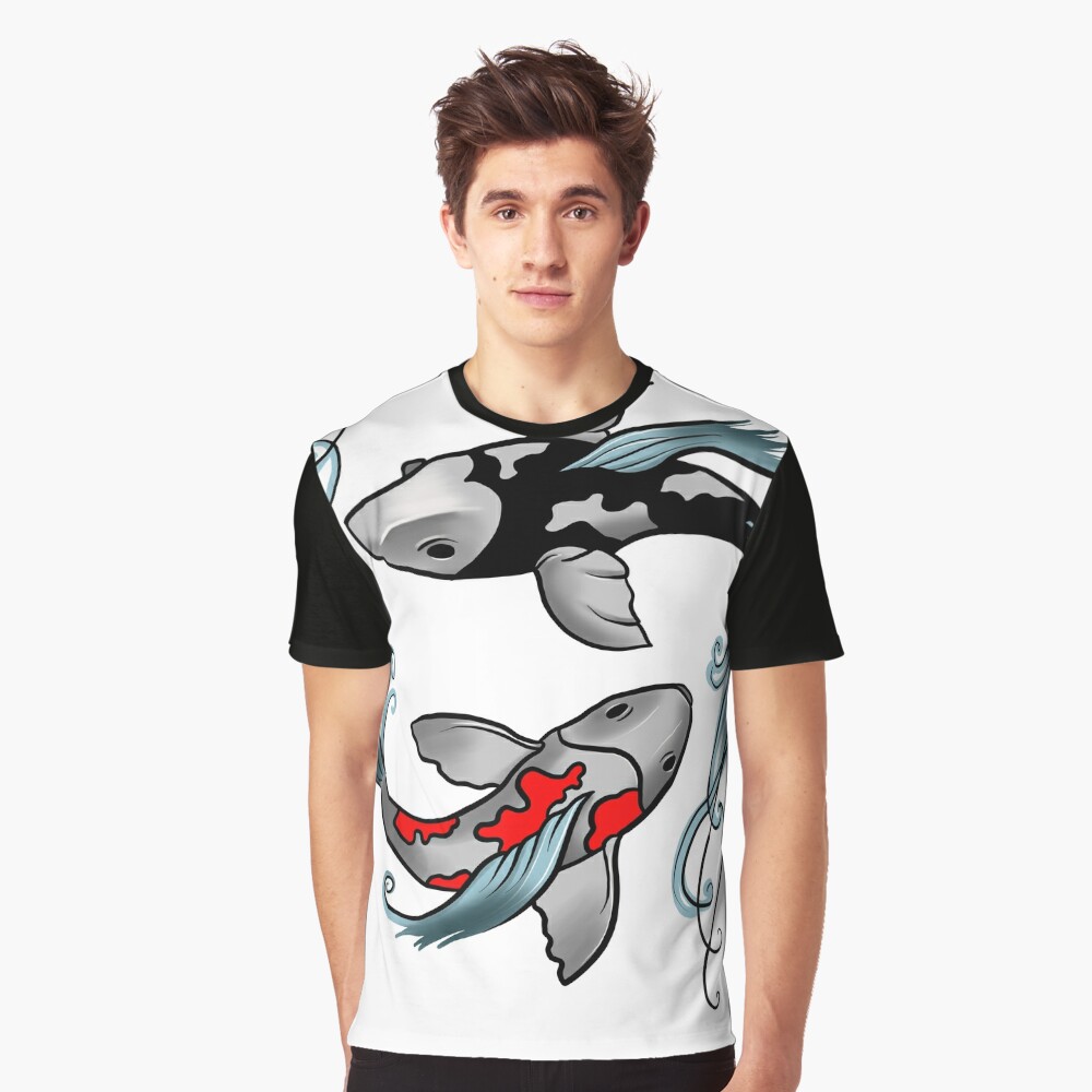 CHANYI Mens 3D Print t-shirts Lucky T-Shirts Koi Fish Art 3D Print