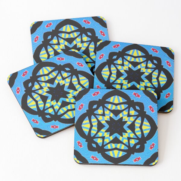 Item preview, GEOMETRIC ABSTRACT MASK PATTERN WITH ARUBAN FLAG COLORS - ARRUBA ONE HAPPY ISLAND 9. designed and sold by Ralek.