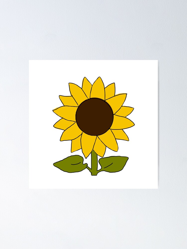 Stylized Sunflower - Stylized sunflower with yellow petals and green leaves  - CleanPNG / KissPNG