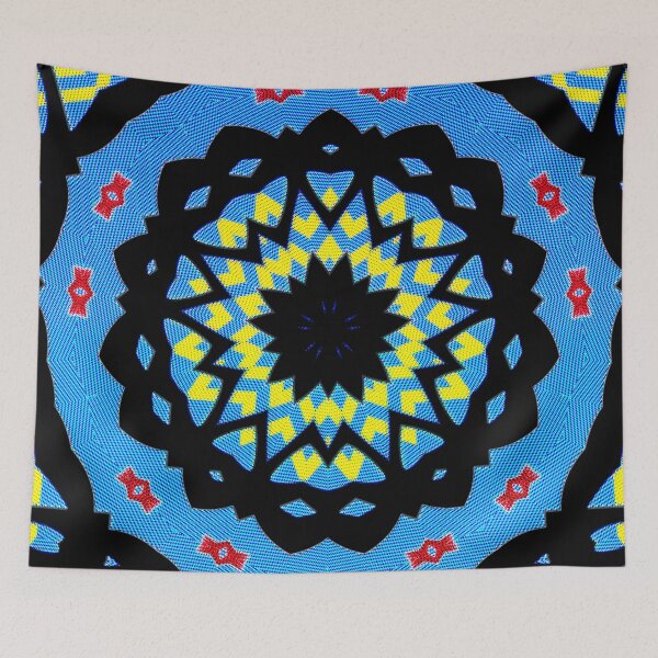 Item preview, GEOMETRIC ABSTRACT MASK PATTERN WITH ARUBAN FLAG COLORS - ARRUBA ONE HAPPY ISLAND 10. designed and sold by Ralek.