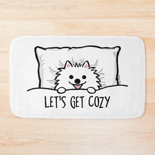 Item preview, White Pomeranian Tucked into Bed Cute Pom Cartoon Dog designed and sold by Jenn Inashvili.