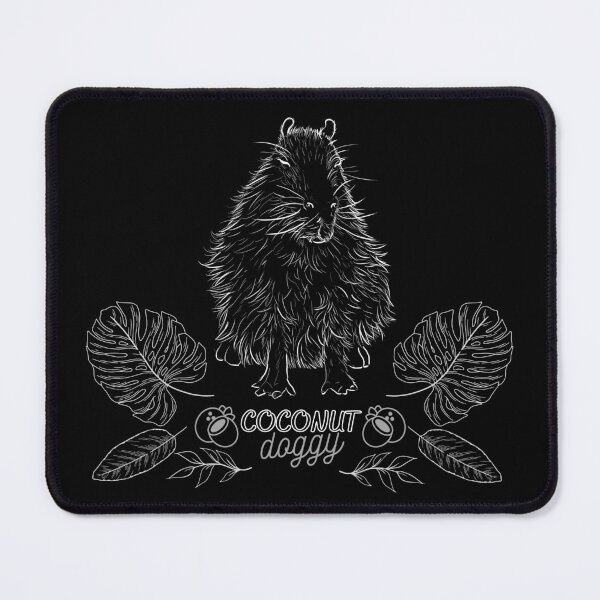 Item preview, Coconut Doggy Capybara and Tropical Leaves Line Art designed and sold by nimreninmu.