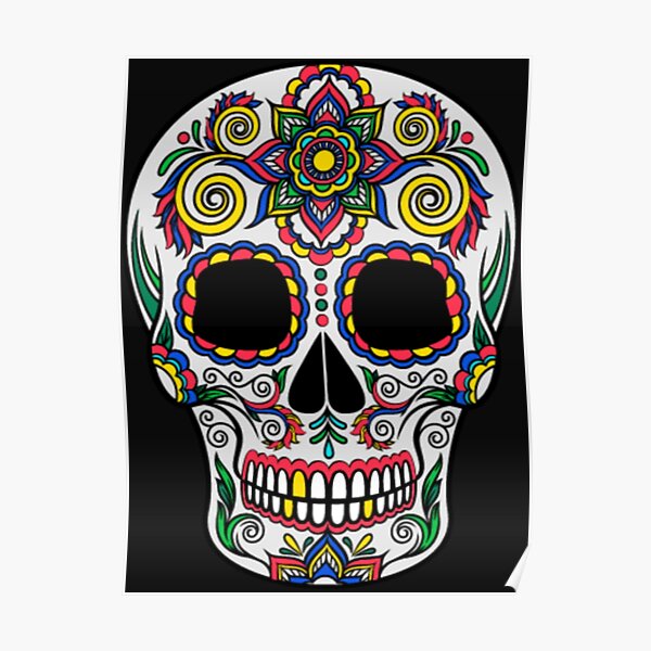 Los Angeles Mexican Sugar Skull Poster For Sale By Cottageprintt Redbubble 