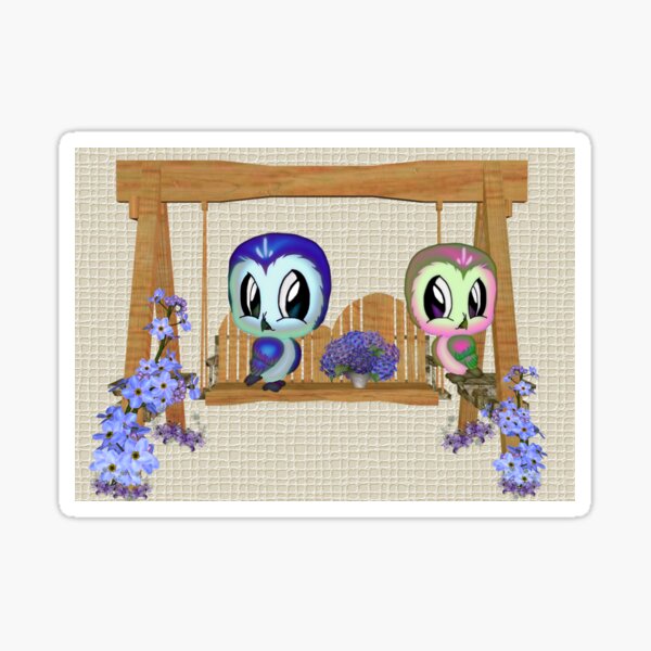Item preview, Cute Owls in Love, fantasy art designed and sold by LoneAngel.