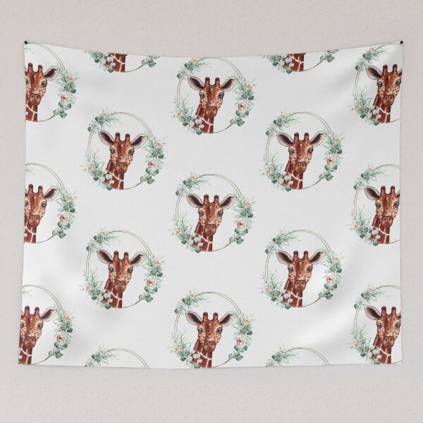 Artikelvorschau, Giraffe in einem floralen Goldkranzrahmen entworfen und verkauft von quoctuan1990.