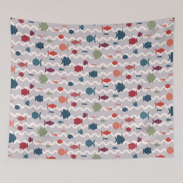 Item preview, Fish galore in silver ocean designed and sold by FrancesPoff.