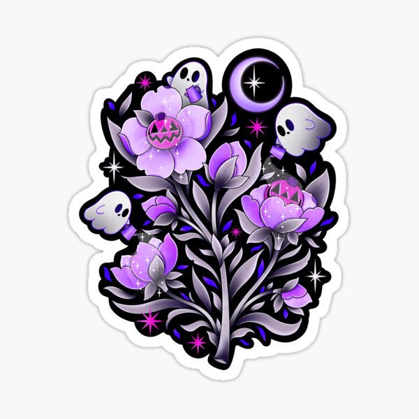 Artikel-Vorschau von Halloween Blumen Geisterpflanze mit Geistern, designt und verkauft von Texdoodles.