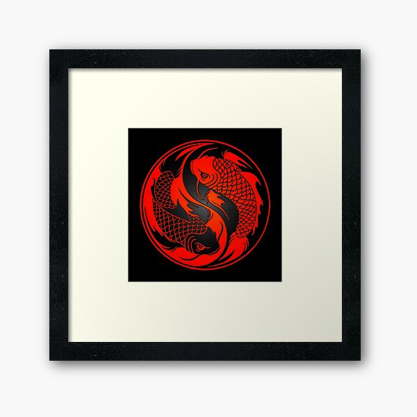 Red and Black Yin Yang Koi Fish Framed Art Print for Sale by jeff