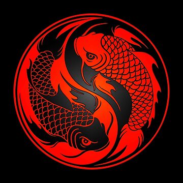 Artwork thumbnail, Red and Black Yin Yang Koi Fish by JeffBartels