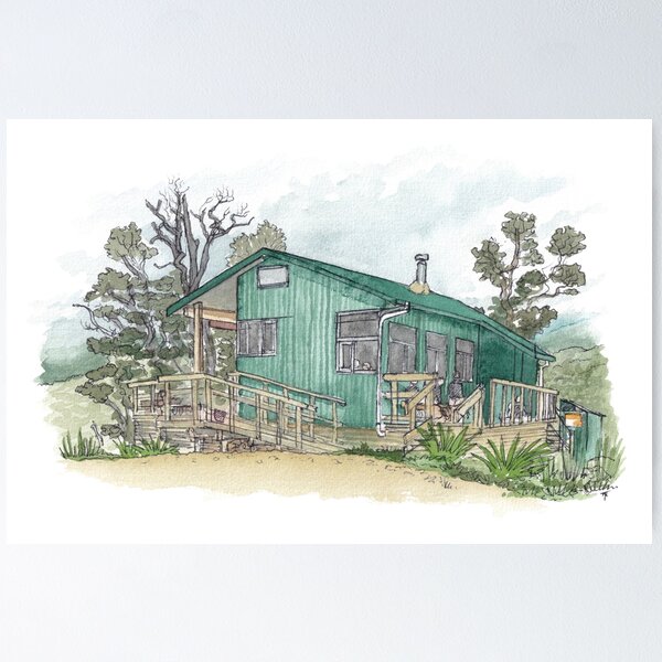 Item preview, Pororari Hut - Paparoa Track Watercolour designed and sold by Tom Napper Design.