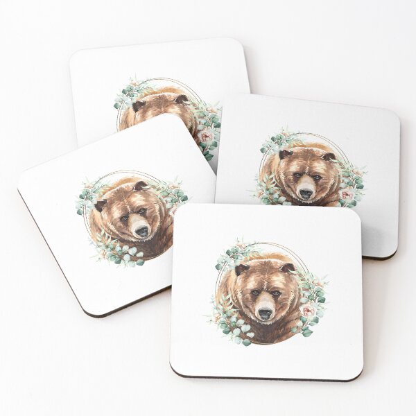 Artikelvorschau, Brauner Bär in einem floralen Goldkranzrahmen entworfen und verkauft von tuanviet199.