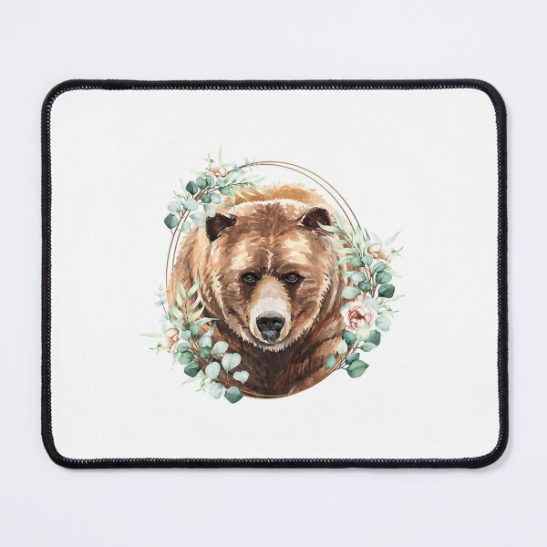 Item preview, Brown Bear in a Floral Gold Wreath Frame  designed and sold by tuanviet199.