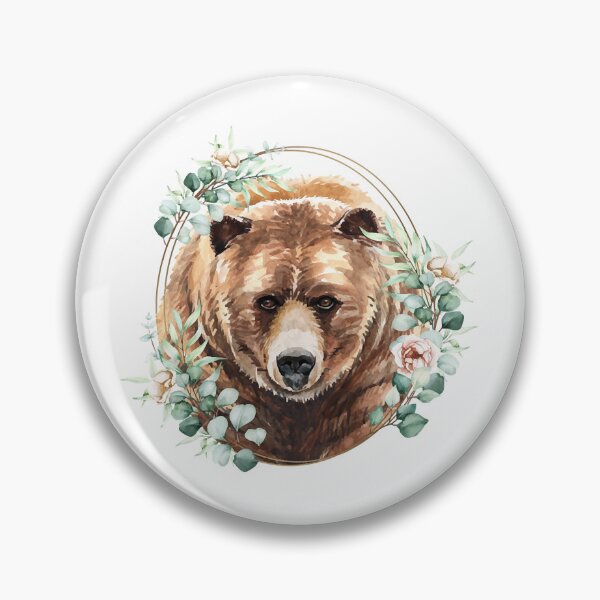Item preview, Brown Bear in a Floral Gold Wreath Frame  designed and sold by tuanviet199.