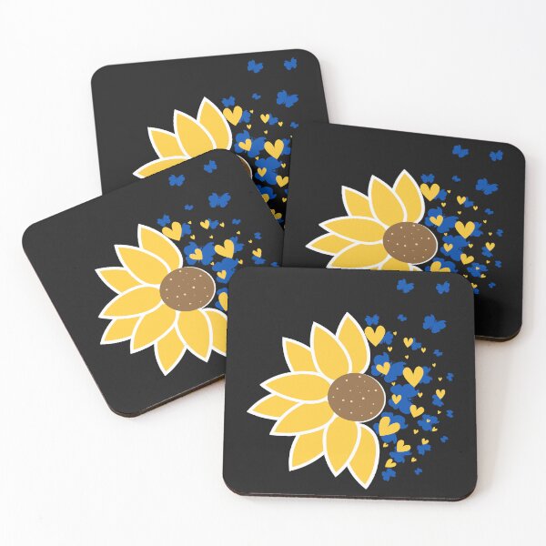 Item preview, Sunflower with blue butterflies and gold hearts designed and sold by River Graphic Design.