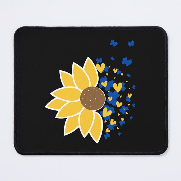 Item preview, Sunflower with blue butterflies and gold hearts designed and sold by River Graphic Design.