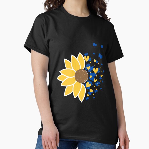 Item preview, Sunflower with blue butterflies and gold hearts designed and sold by Brandi-Smith.