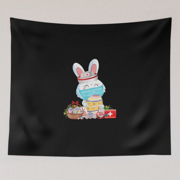 Item preview, Cute Bunny Easter Face Mask Nurse with Eggs Stethoscope Tee designed and sold by RobertVandivier.