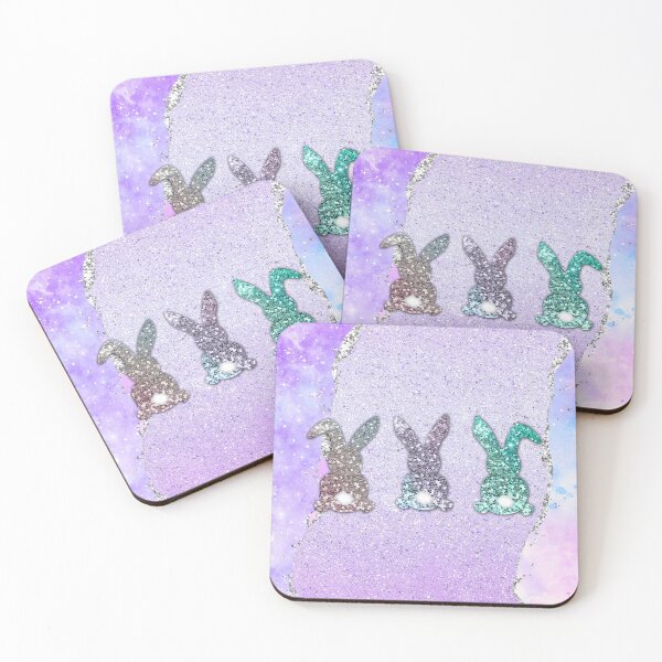 Item preview, Easter Glitter Pastel Glam Bunnies On Watercolor Lavender  designed and sold by ChicoryJunction.