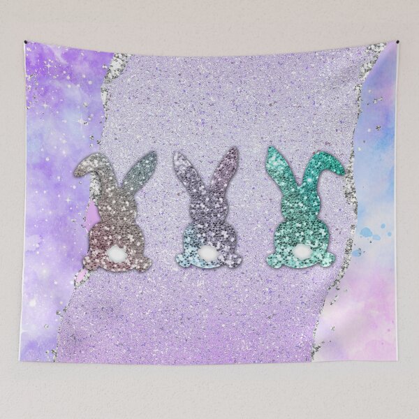 Item preview, Easter Glitter Pastel Glam Bunnies On Watercolor Lavender  designed and sold by ChicoryJunction.