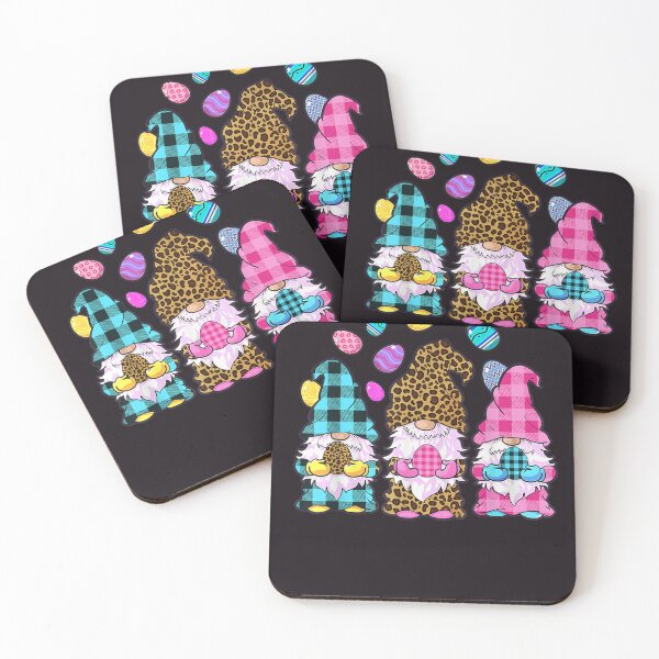 Item preview, Three Gnomes Holding Eggs Leopard Plaid Easter Outfit designed and sold by RobertVandivier.