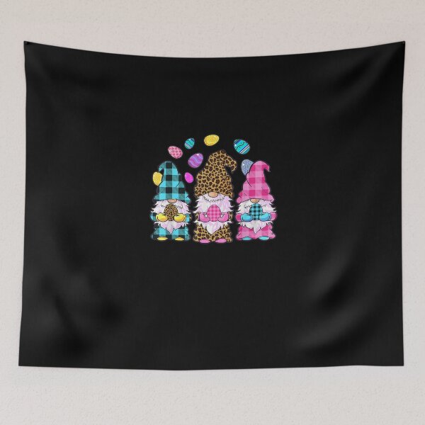 Item preview, Three Gnomes Holding Eggs Leopard Plaid Easter Outfit designed and sold by RobertVandivier.