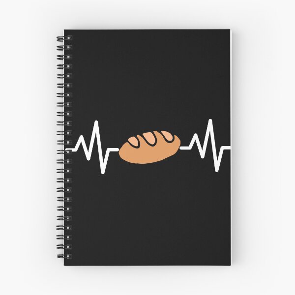 Item preview, Heartbeat sourdough bread themed design with an image of crusty bread and a heartbeat on a black T-shirt, sticker, and apron.  designed and sold by smichaeliv.
