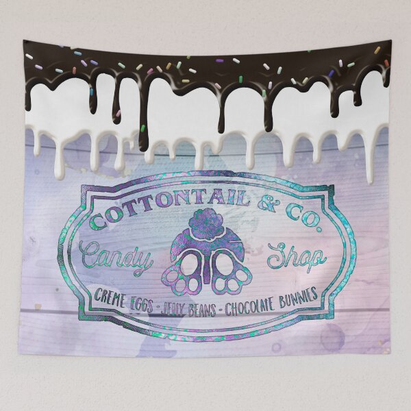 Item preview, Easter Bunny Cottontail Candy Shop Sign Chocolate Drips  designed and sold by ChicoryJunction.