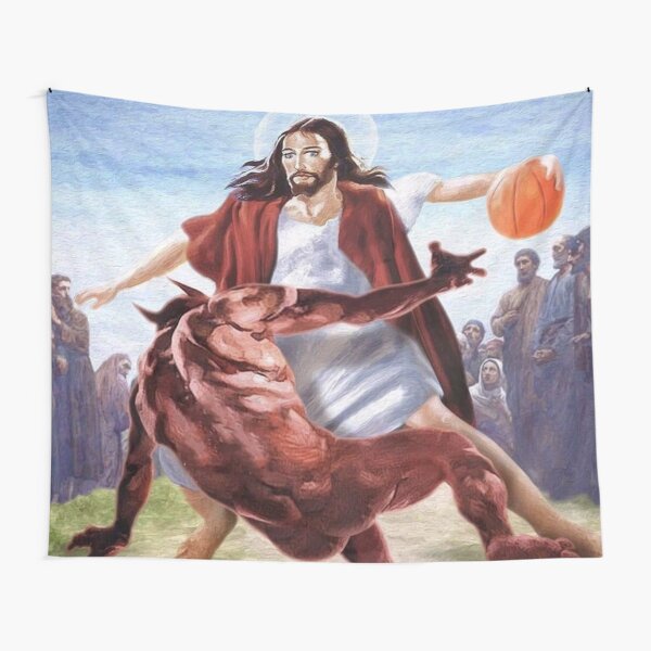 Jesus and Devil Tapestry