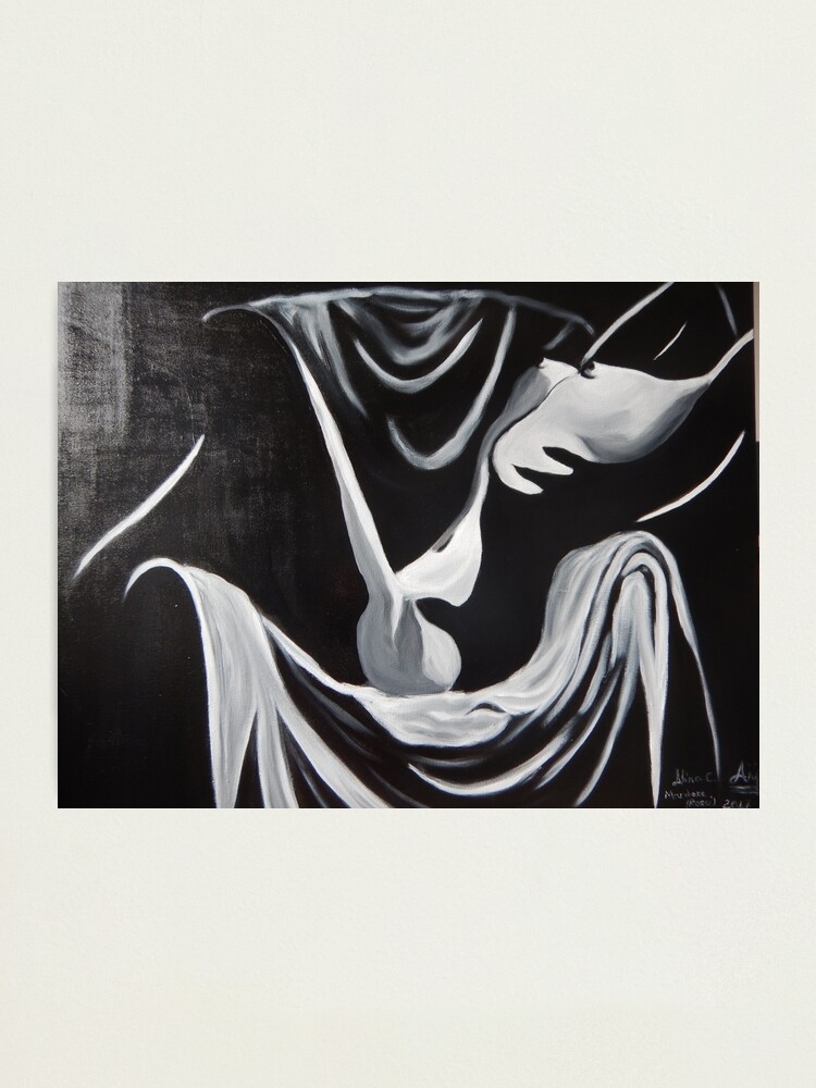 "Nude black and white arched back original oil painting" Photographic