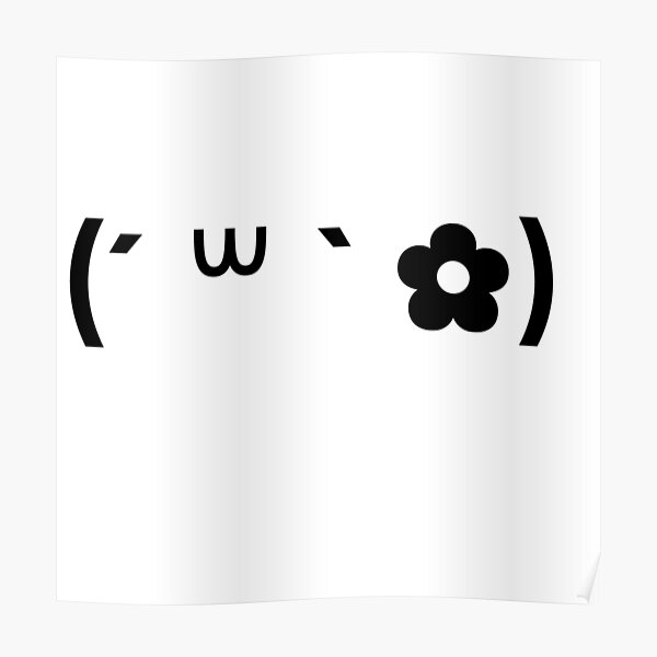 "Cute kaomoji with a flower black" Poster by SoftMaiot Redbubble