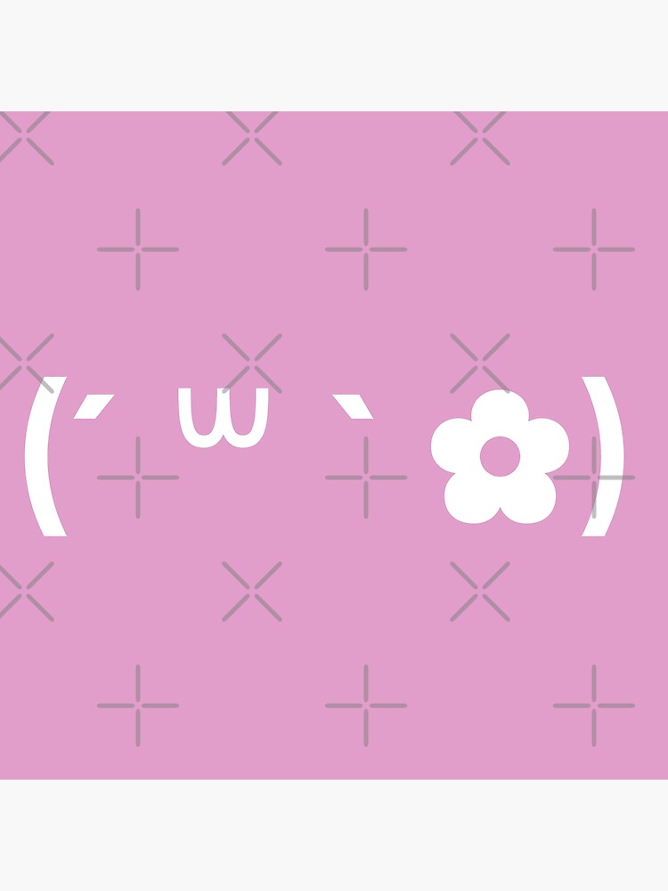 "Cute kaomoji with a flower white with a purple background" Poster by