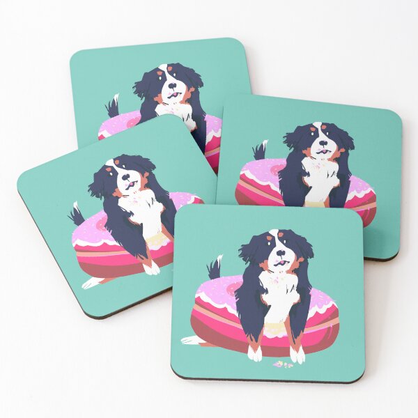 Item preview, Cute Bernese Mountain Dog Eats Sweet Pink Sprinkle Donut designed and sold by SundewSoda (ByTheLamplight).