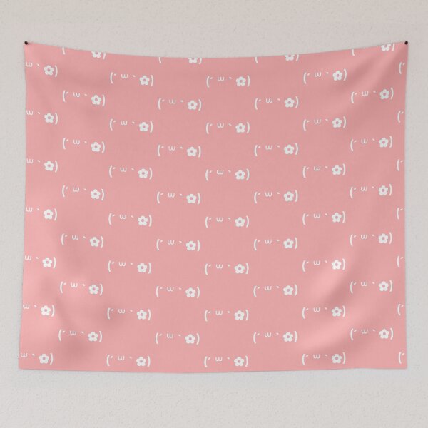 Item preview, Cute kaomoji with a white flower in a pink background designed and sold by Soft-Maiot.