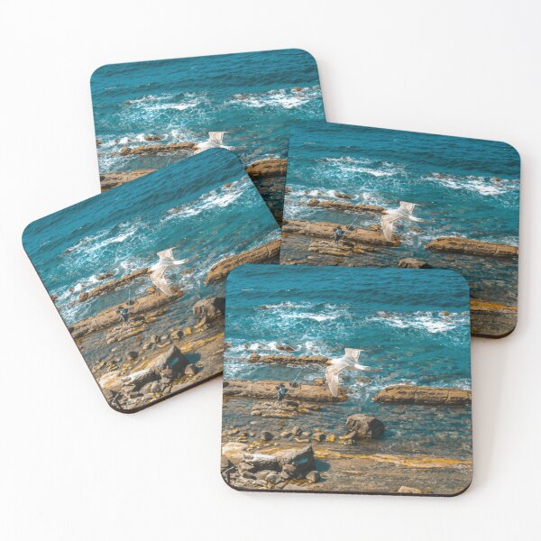 Item preview, Pigeon above Blue Rocky Ocean Water designed and sold by anisbbmbrush.