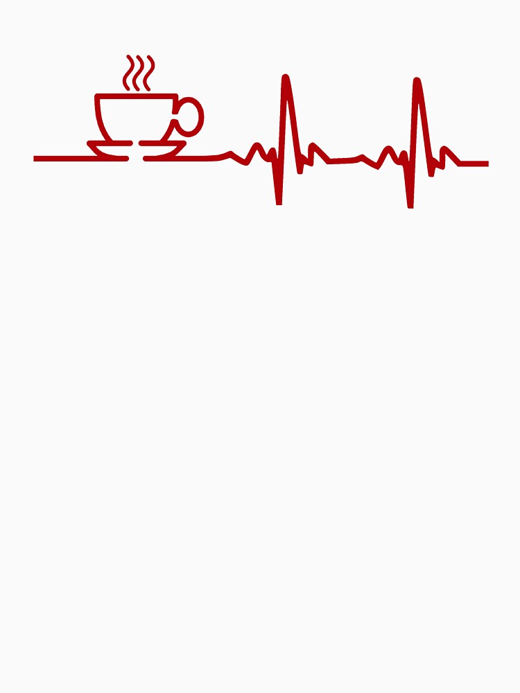 Thumbnail 3 of 3, Fitted T-Shirt, Morning Coffee Heartbeat EKG designed and sold by TheShirtYurt.