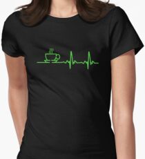 Morning Coffee Heartbeat EKG Women's Fitted T-Shirt