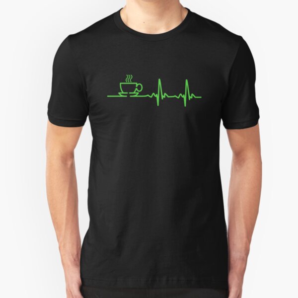 Morning Coffee Heartbeat EKG Slim Fit T-Shirt