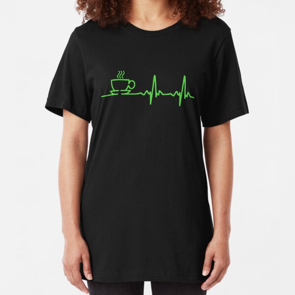 Morning Coffee Heartbeat EKG Slim Fit T-Shirt