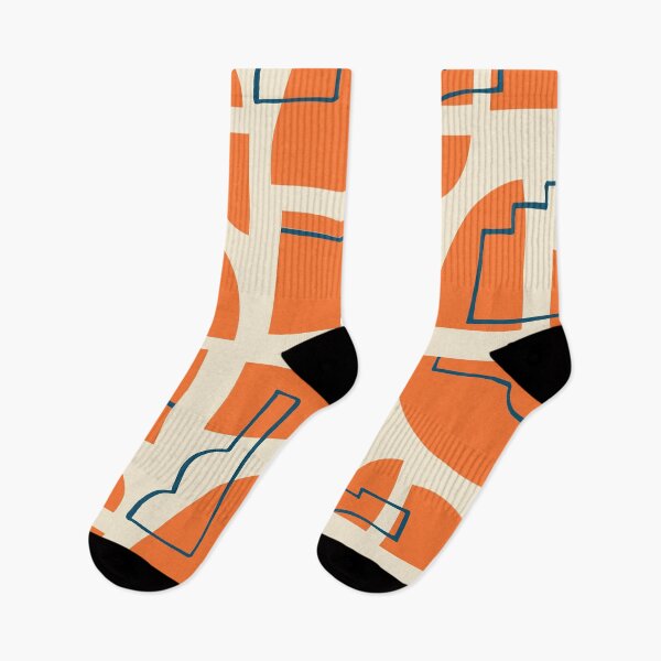 Item preview, Mid Century Modern Abstract - Blue, orange & cream designed and sold by PeachyLitchi.