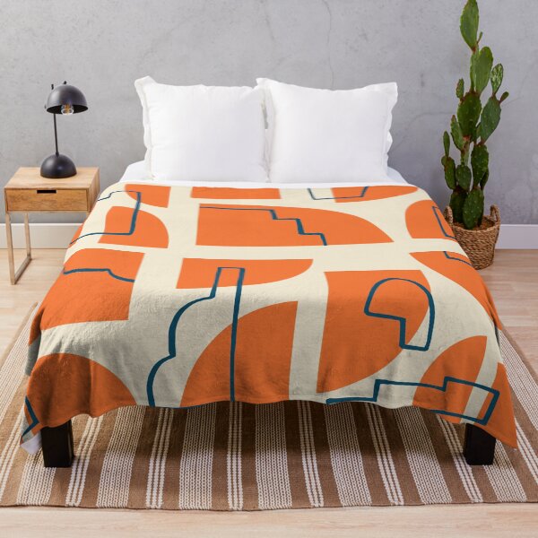 Item preview, Mid Century Modern Abstract - Blue, orange & cream designed and sold by PeachyLitchi.