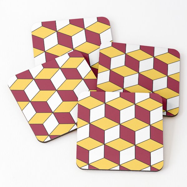Item preview, Burgundy and Gold Isometric Cubes Optical Illusion Pattern designed and sold by SeaChangeDesign.