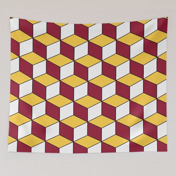 Item preview, Burgundy and Gold Isometric Cubes Optical Illusion Pattern designed and sold by SeaChangeDesign.