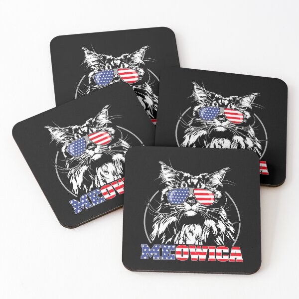 Item preview, Maine Coon Cat Meowica Patriotic Cat designed and sold by dogarts.