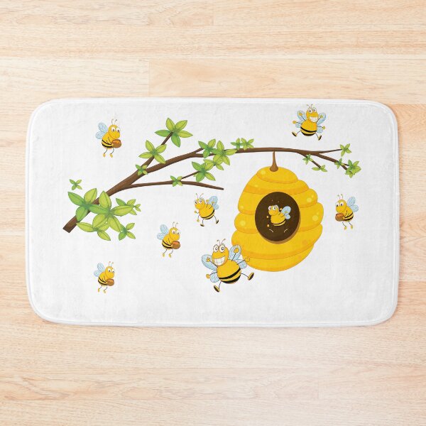 Item preview, A beehive on a tree branch with adorable bees at work happily designed and sold by Fanatic Nerd.