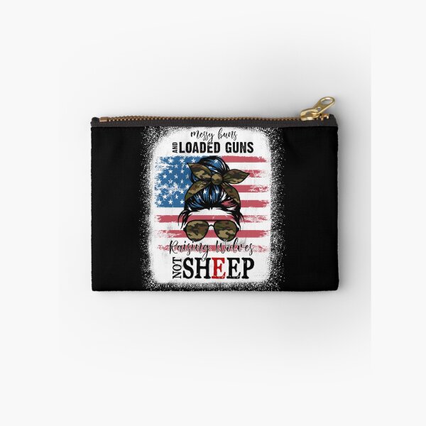 Item preview, US Flag Messy Buns And Loaded Guns Raising Wolves Not Sheep designed and sold by michellexkelly.