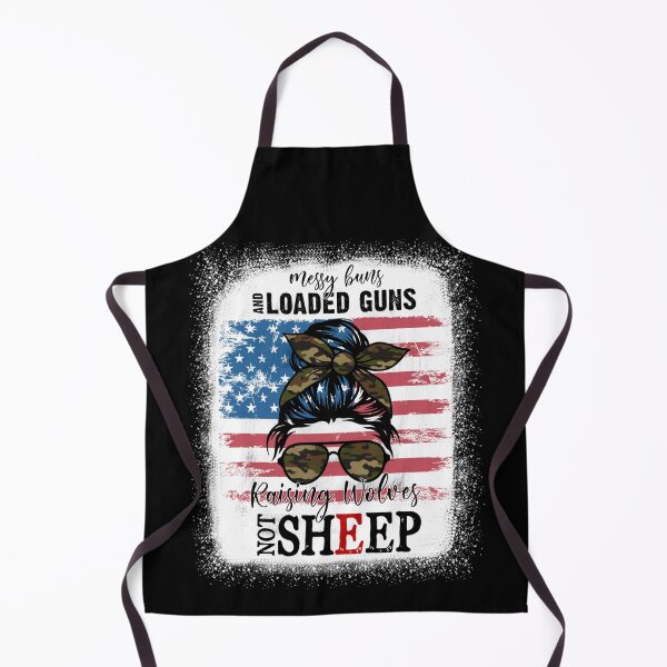 Item preview, US Flag Messy Buns And Loaded Guns Raising Wolves Not Sheep designed and sold by michellexkelly.