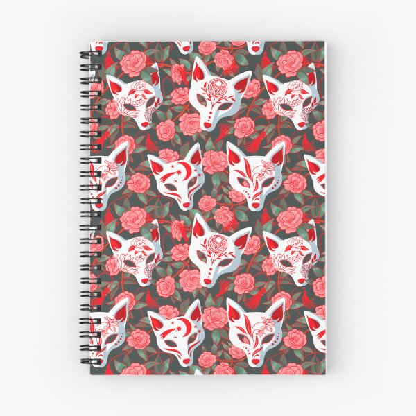 Item preview, Kitsune masks and blooming Japanese Camellia on green designed and sold by Irina Ivanova.