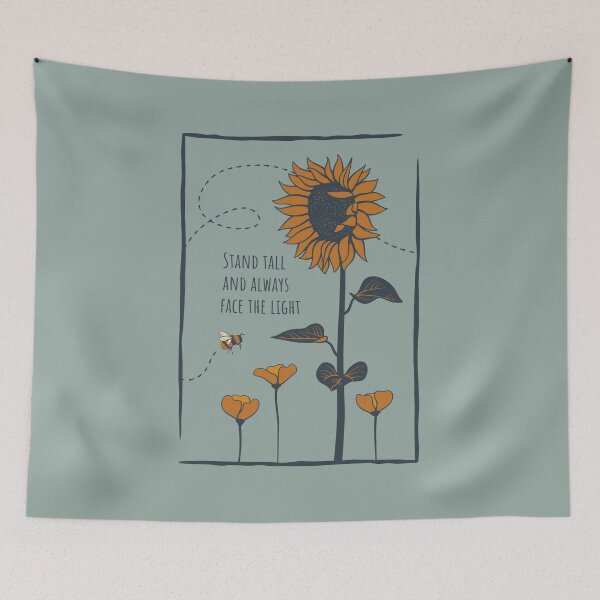 Item preview, Stand Tall, Face the Light / Hand-drawn sunflower & bumble bee designed and sold by Blume-Corner.