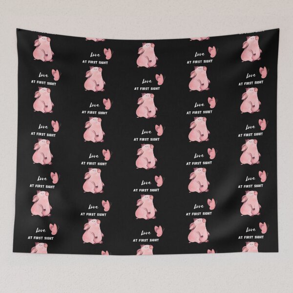 Aperçu de l'œuvre Love At First Sight - Funny Pig aime la conception de papillons créée et vendue par lordyswiss.