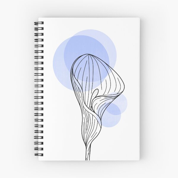 Aperçu de l'œuvre Dessin au trait fleur minimal avec cercles bleus créée et vendue par DelylahCreates.